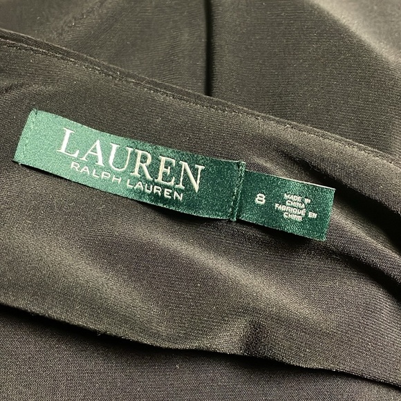LAUREN Ralph Lauren Black Cap Sleeve Side Ruched Dress, Size 8 - Picture 12 of 13